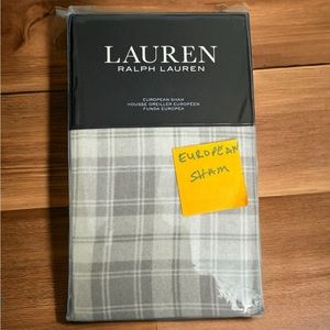 New Ralph Lauren Flannel Gray White 1 Plaid European Sham $35